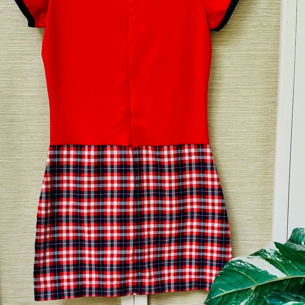 Tommy Hilfiger Red and Navy Short Sleeve Mini Dress - Picture 6 of 8